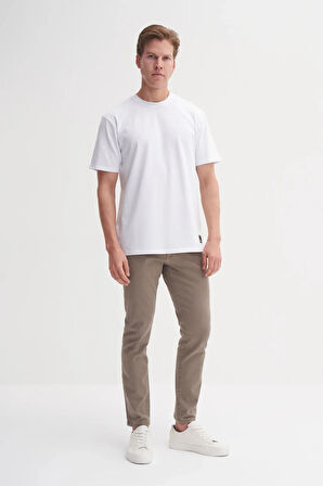 Cazador Bisiklet Yaka Regular Fit Rahat Likralı Düz Tişört 4142