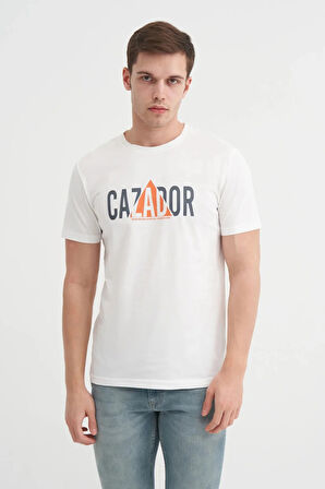 Cazador Slim Fit Bisiklet Yaka Pamuklu Baskılı Tişört