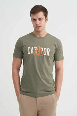 Cazador Slim Fit Bisiklet Yaka Pamuklu Baskılı Tişört