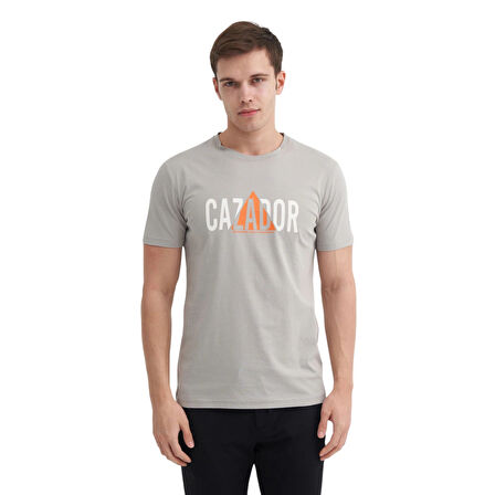 Erkek Bisiklet Yaka Pamuklu Baskılı Tişört 4155