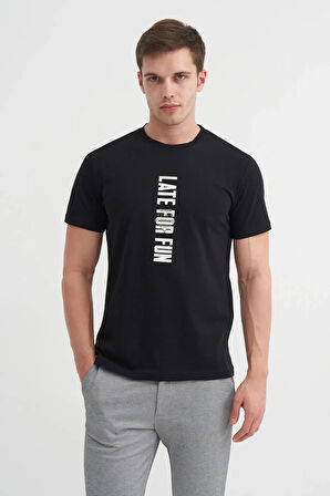 Cazador Slim Fit Bisiklet Yaka Pamuklu Baskılı Tişört