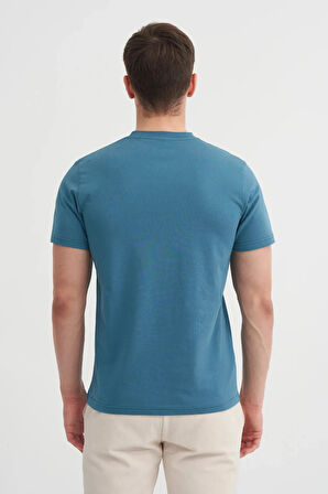 Cazador Slim Fit Bisiklet Yaka Pamuklu Baskılı Tişört