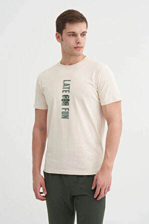 Cazador Slim Fit Bisiklet Yaka Pamuklu Baskılı Tişört