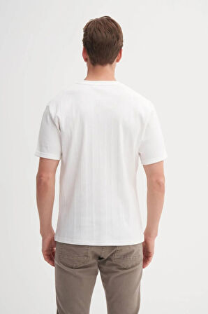 Cazador Bisiklet Yaka Slim Fit Likarlı Düz Tişört 4163 Ekru