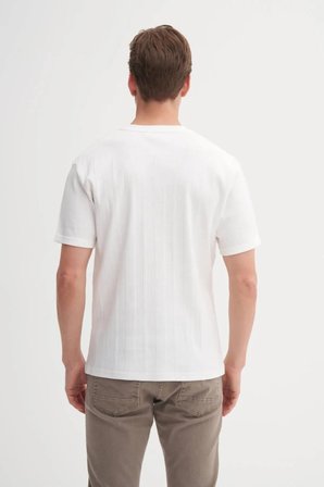 Cazador Bisiklet Yaka Slim Fit Likarlı Düz Tişört 4163 Ekru