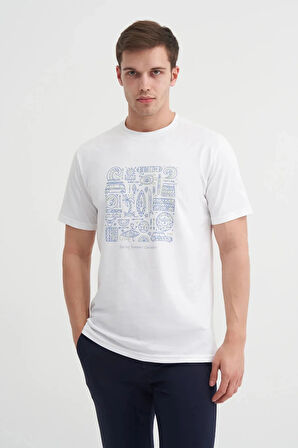 Cazador Bisiklet Yaka Regular Fit Pamuklu Baskılı Tişört