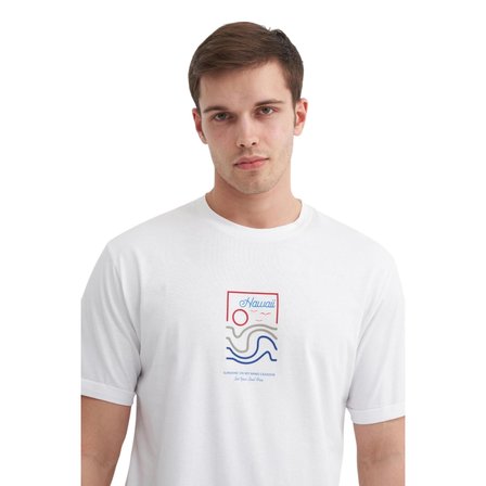 Erkek Bisiklet Yaka Regular Fit Pamuklu Desenli Tişört 4188 