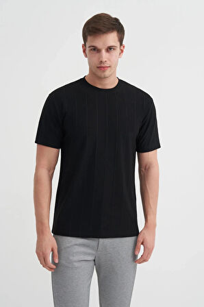 Cazador Regular Fit Bisiklet Yaka İnce Çizgili tişört