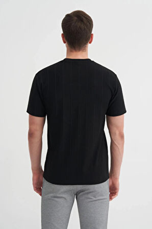 Cazador Regular Fit Bisiklet Yaka İnce Çizgili tişört