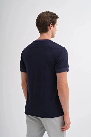 Cazador Polo Yaka Regular Fit Örme Dokulu Tişört Lacivert 4207 