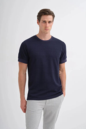 Cazador Polo Yaka Regular Fit Örme Dokulu Tişört Lacivert 4207 