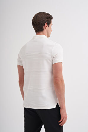 Cazador Polo Yaka Regular Fit Örme Dokulu Tişört 4208 Ekru
