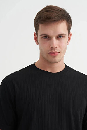 Cazador Bisiklet Yaka Regular Fit Dokulu Tişört