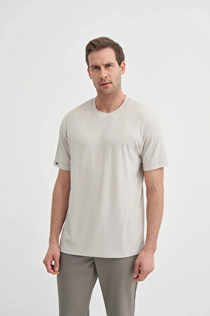 Cazador Bisiklet Yaka Regular Fit Dokulu Tişört