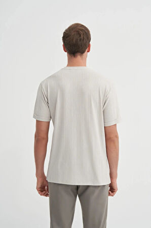 Cazador Bisiklet Yaka Regular Fit Dokulu Tişört