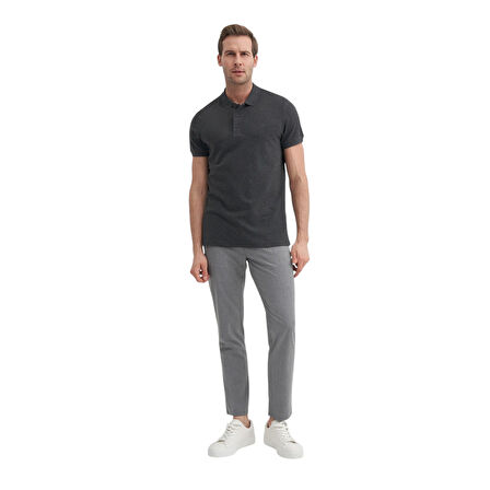 Erkek Polo Yaka Slim Fit Düz Pamuklu Tişört 4613