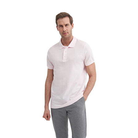 Erkek Polo Yaka Slim Fit Pike Düz Pamuklu Tişört