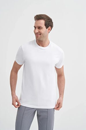 Cazador Bisiklet Yaka Slim Fit Düz Örme Likralı Tişört