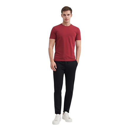 Erkek Slim Fit Bisiklet Yaka Pamuklu Düz Tişört 4623