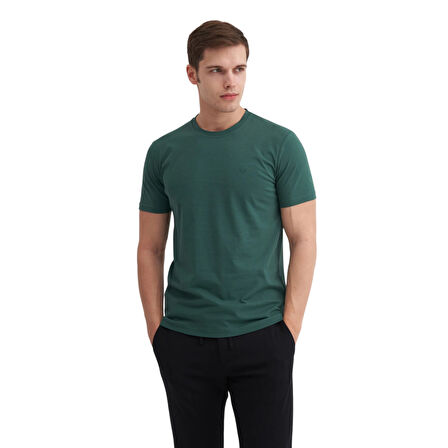 Erkek Slim Fit Bisiklet Yaka Pamuklu Düz Tişört