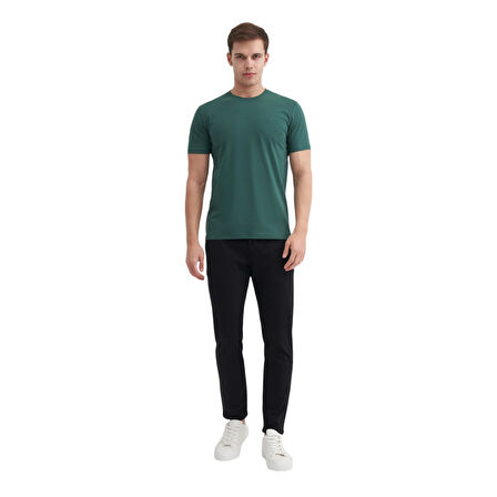 Erkek Slim Fit Bisiklet Yaka Pamuklu Düz Tişört