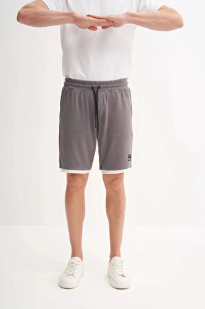 Cazador Regular Fit Jakarlı Örme Bermuda Şort 6050 Koyu Gri