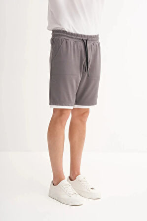 Cazador Regular Fit Jakarlı Örme Bermuda Şort 6050 Koyu Gri