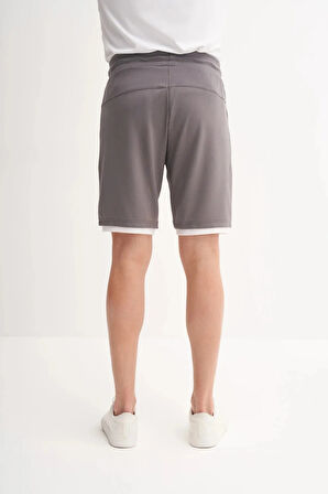 Cazador Regular Fit Jakarlı Örme Bermuda Şort 6050 Koyu Gri