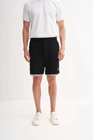 Cazador Regular Fit Jakarlı Örme Bermuda Şort 6050 Siyah