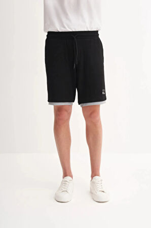 Cazador Regular Fit Jakarlı Örme Bermuda Şort 6050 Siyah