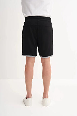 Cazador Regular Fit Jakarlı Örme Bermuda Şort 6050 Siyah