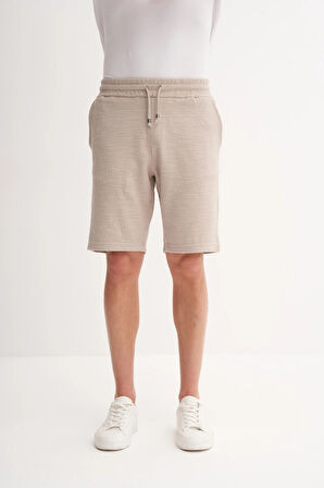 Cazador Jakarlı Regular Fit Örme Bermuda Şort 6073 Bej
