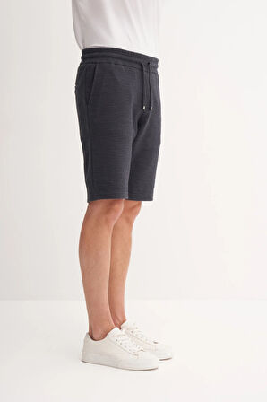 Cazador Jakarlı Regular Fit Örme Bermuda Şort 6073 Antrasit