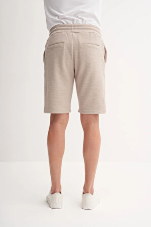 Cazador Jakarlı Regular Fit Örme Bermuda Şort 6073 Bej