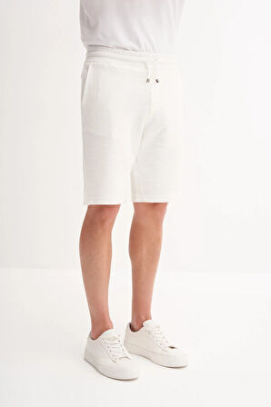Cazador Jakarlı Regular Fit Örme Bermuda Şort 6073 Beyaz