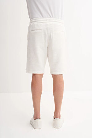Cazador Jakarlı Regular Fit Örme Bermuda Şort 6073 Beyaz