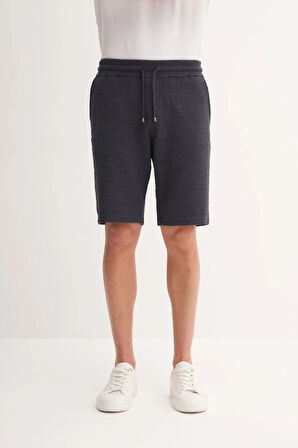 Cazador Jakarlı Regular Fit Örme Bermuda Şort 6073 Antrasit