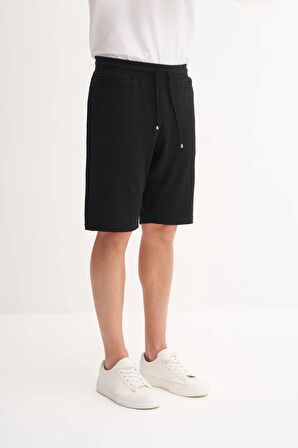 Cazador Regular Fit Örme Dokulu Bermuda Şort 6074 Siyah