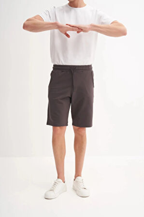 Cazador Slim Fit Dar Paça Likralı Örme Bermuda Şort 6082 Antrasit