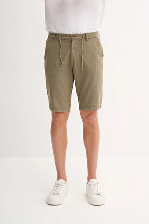 Cazador Slim Fit Dar Paça Keten Bermuda Şort 6108