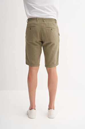 Cazador Slim Fit Dar Paça Keten Bermuda Şort 6108