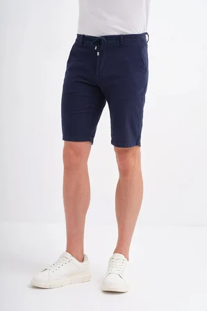 Slim Fit Dar Paça Keten Bermuda Şort