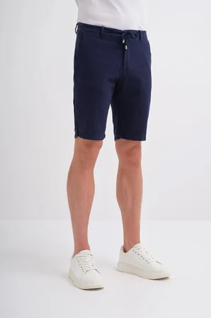 Slim Fit Dar Paça Keten Bermuda Şort
