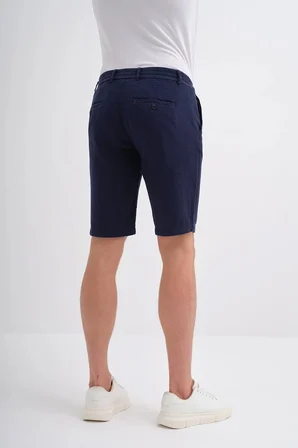 Slim Fit Dar Paça Keten Bermuda Şort