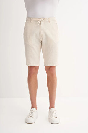 Cazador Slim Fit Dar Paça Keten Bermuda Şort 6108