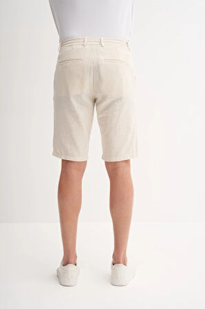 Cazador Slim Fit Dar Paça Keten Bermuda Şort 6108