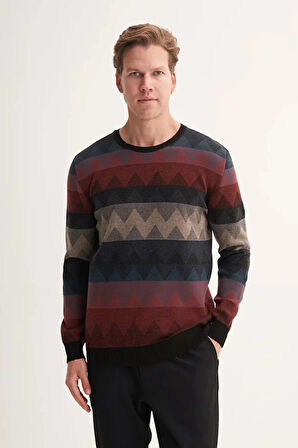 Cazador Vintage Soft Touch Slim Fit Bisiklet Yaka Desenli Kazak-33260