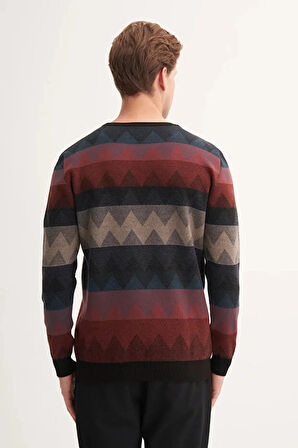 Cazador Vintage Soft Touch Slim Fit Bisiklet Yaka Desenli Kazak-33260