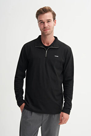 Cazador Regular Fit Likralı İnce Polar Dik Yaka Fermuarlı Sweatshirt-53080