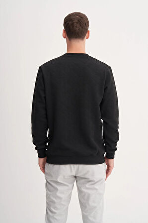 Regular Fit Baklava Desenli Kapitone Jakar Sweatshirt